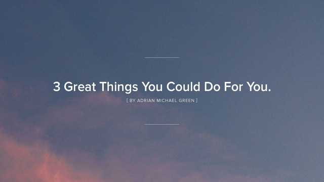 Adrian Michael Green's "3 great things you could do for you." Online Video Workouts on ALO Wellness Club