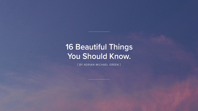 Adrian Michael Green's "16 beautiful things you should know." Online Video Workouts on ALO Wellness Club